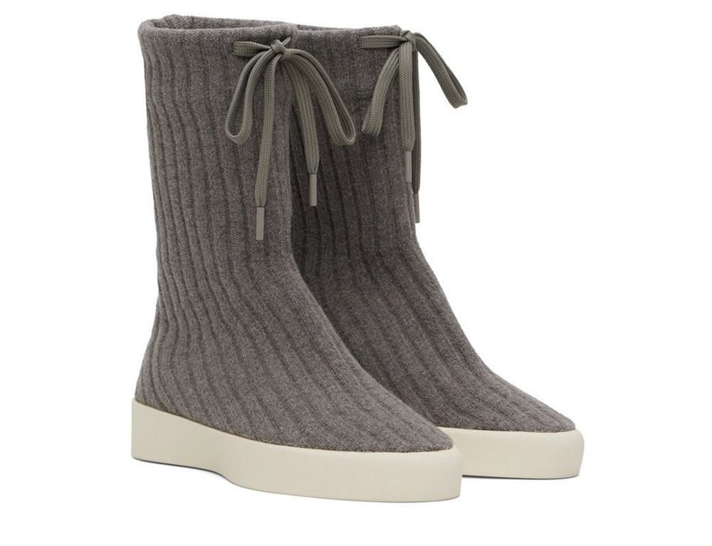 $995 NEW Fear of God Gray Rib Moc Knit Wool High Sneakers Shoes 40(7)